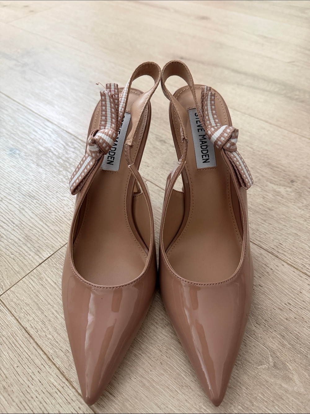 Steve Madden Blush Patent Pointed Slingback Pumps with Bow size6.5